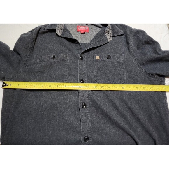 Coleman Mens Dark Gray Black Long Sleeve Button Down Shirt Size L Cotton Blend - Picture 9 of 10